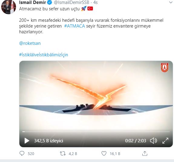 Türkiye'nin ilk deniz füzesi Atmaca hedefi başarıyla vurdu