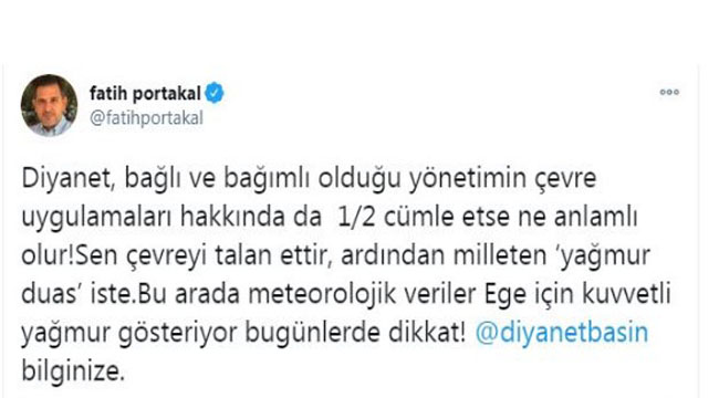 Fatih Portakal'dan dikkat çeken açıklama