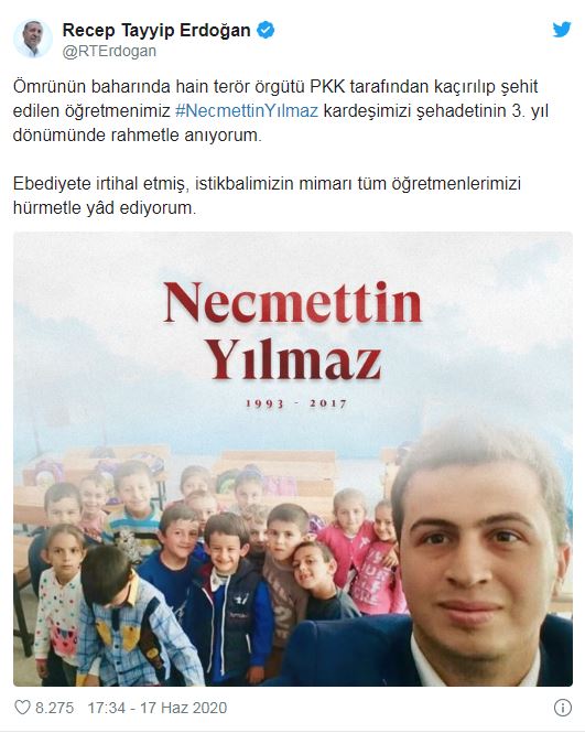''Şehadete eren tek evladın kanı yerde kalmayacak''