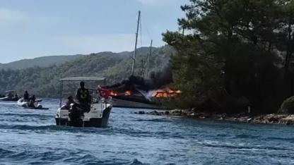 Fethiye'de tekne yangını