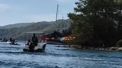 Fethiye'de tekne yangını