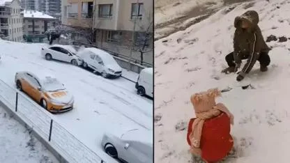 Ankara'nın yüksek kesimlerine kar yağdı