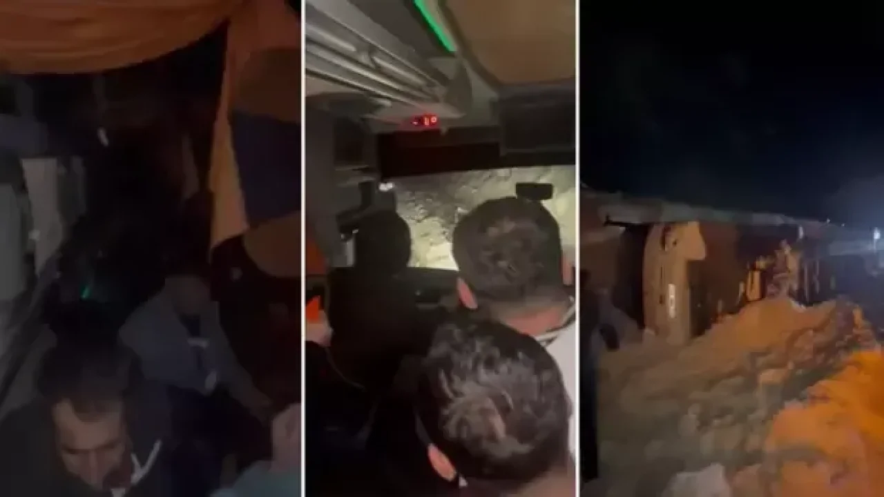 Yolcu otobüsünün şarampole devrildiği kaza