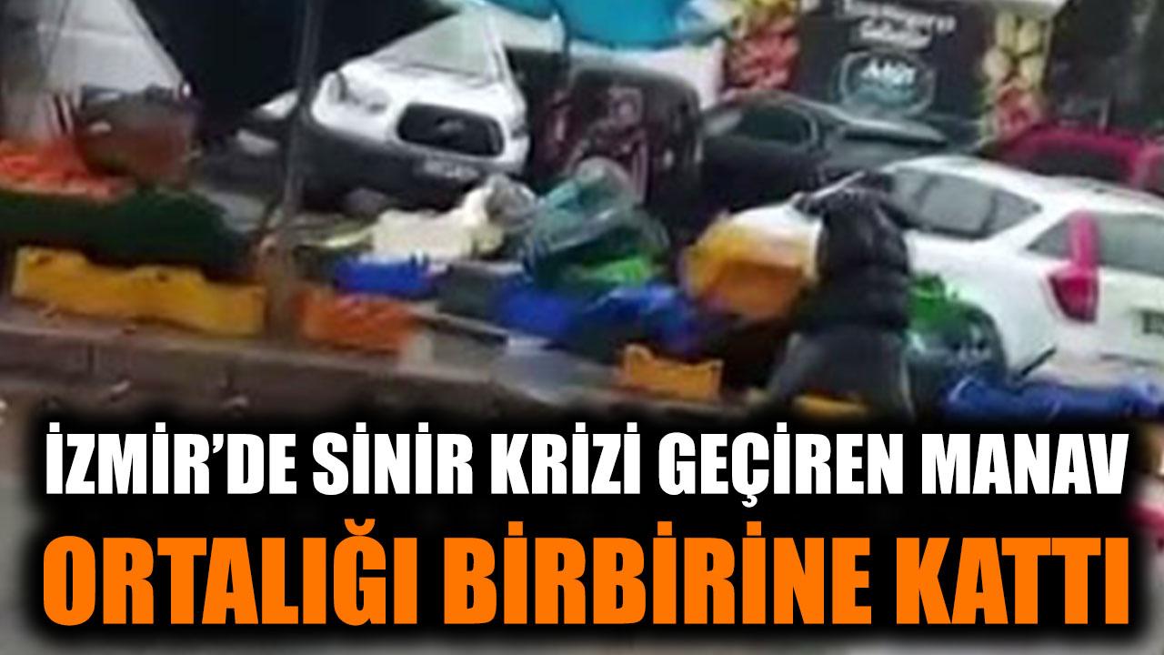 İzmir'de sinir krizi geçiren manav ortalığı birbirine kattı