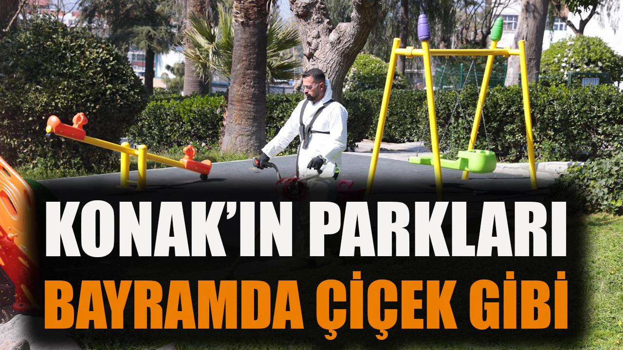 Konak’ın parkları bayramda çiçek gibi