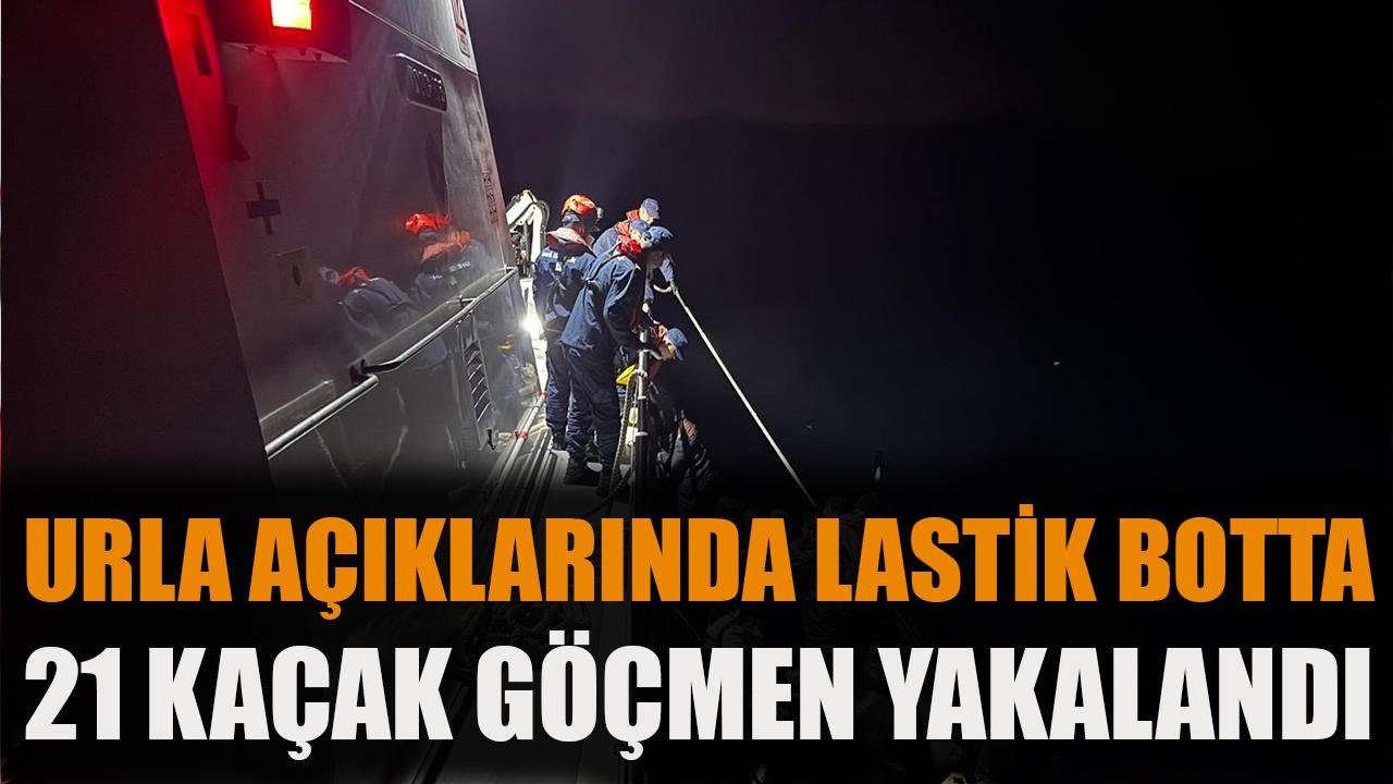 Urla açıklarında lastik botta 21 kaçak göçmen yakalandı