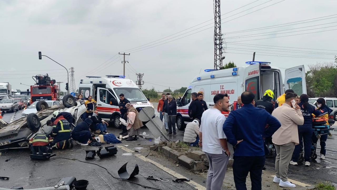 Takla atan otomobil ters döndü