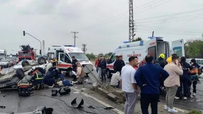 Takla atan otomobil ters döndü