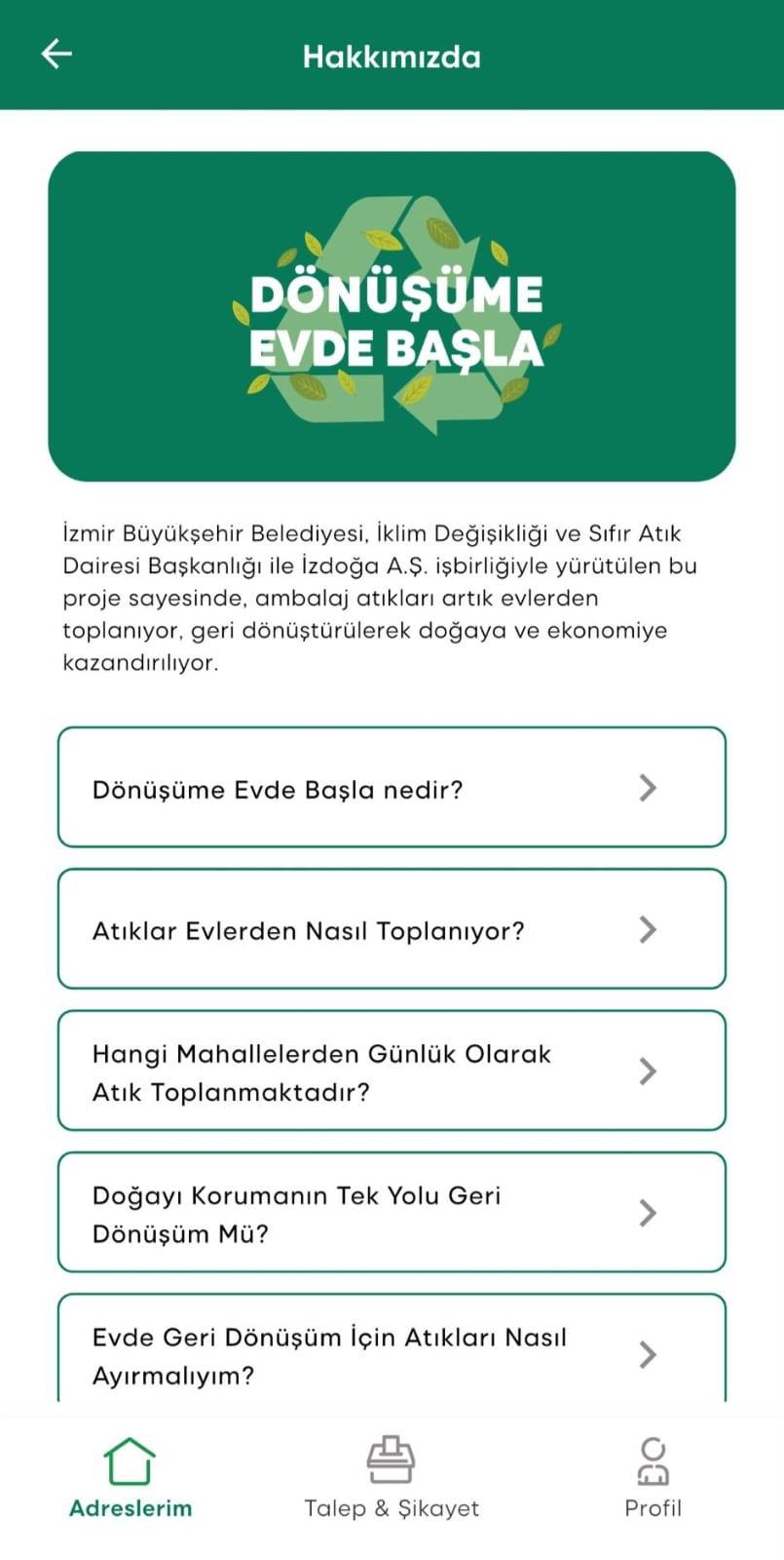 “Dönüşüme Evde Başla” projesi artık vatandaşın cebinde