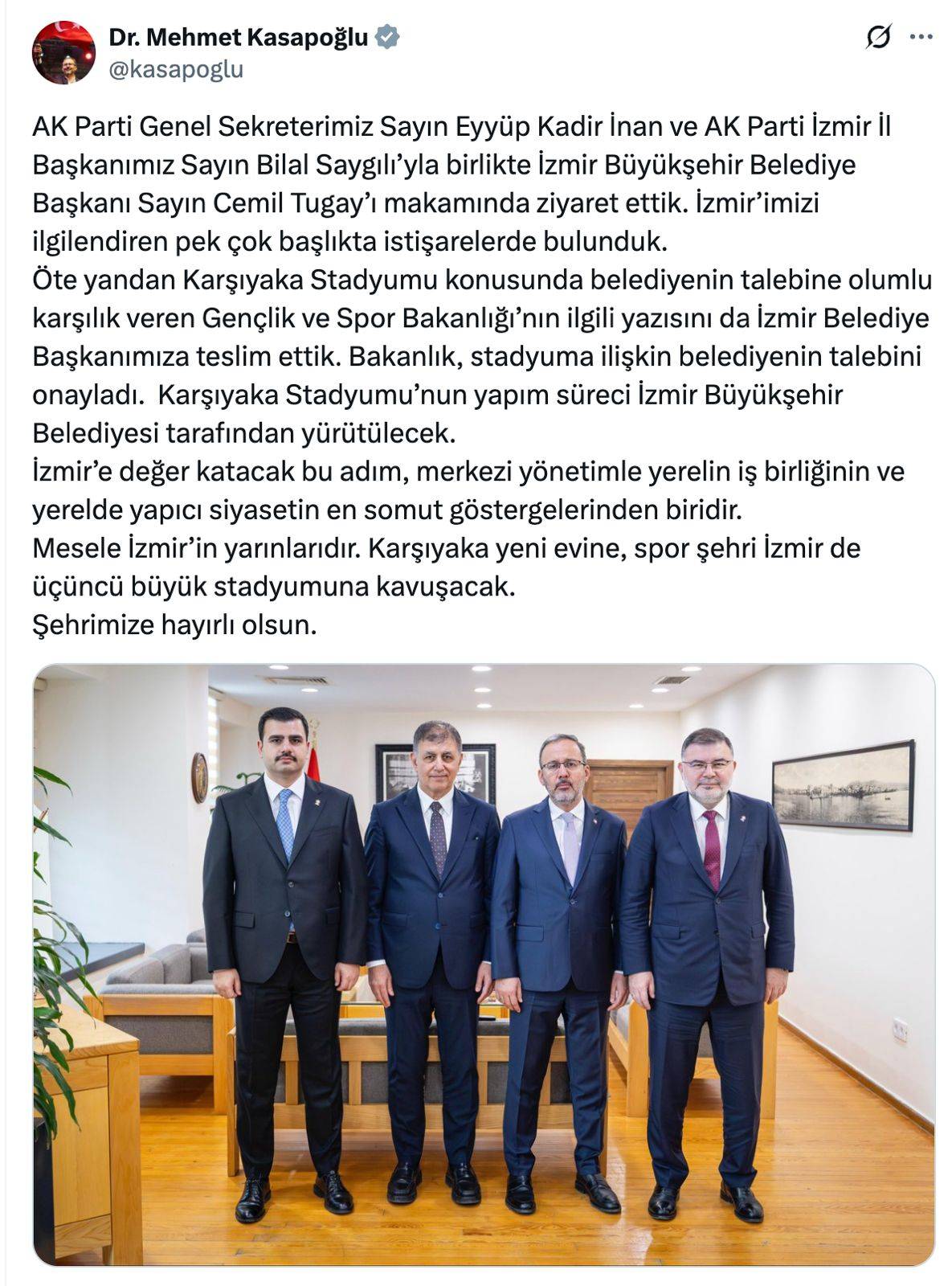 Kasapoğlu’ndan Karşıyaka’ya müjde