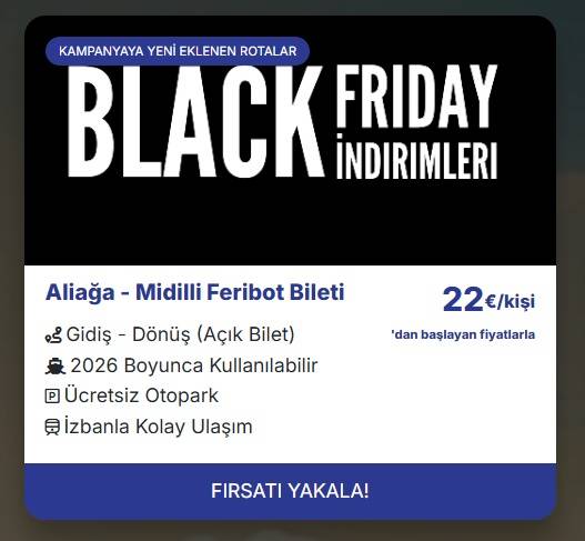 Aliağa- Midilli Seferleri İçin Özel Kasım Ayı Fırsatları Başladı