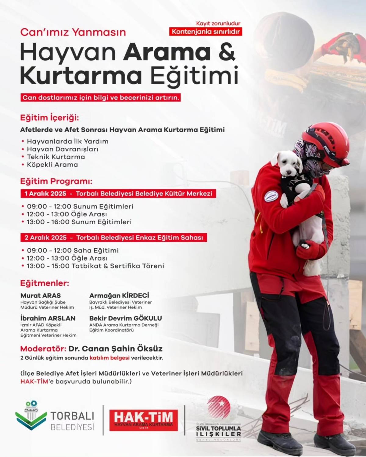 Torbalı'da Hayvan Arama Kurtarma Eğitimi