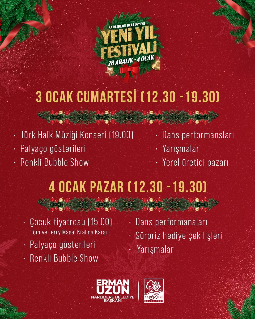 Narlıdere Belediyesi yeni yıl festivali başlıyor