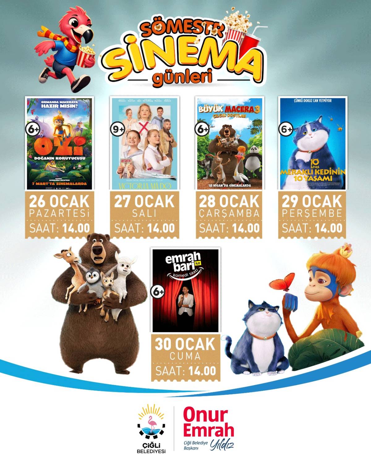 Çiğli’de Yarıyıl Tatili Sinema ve Eğlenceyle Şenleniyor