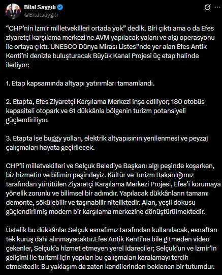AK Partili Saygılı’dan CHP'nin Efes iddialarına yalanlama!