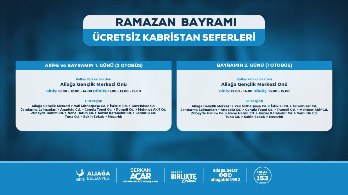 Aliağa’da Ramazan Bayramı'nda Kabristana Ücretsiz Ulaşım