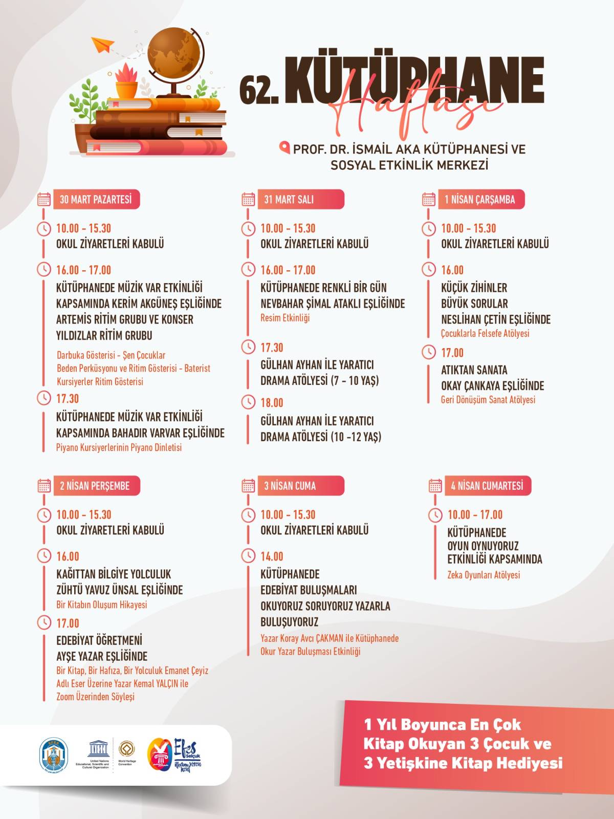 Efes Selçuk'ta 62. kütüphane haftası etkinliklerle kutlanacak