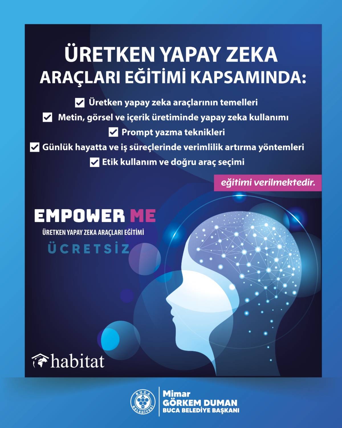 Buca’da gençler için ücretsiz yapay zekâ eğitimi başlıyor