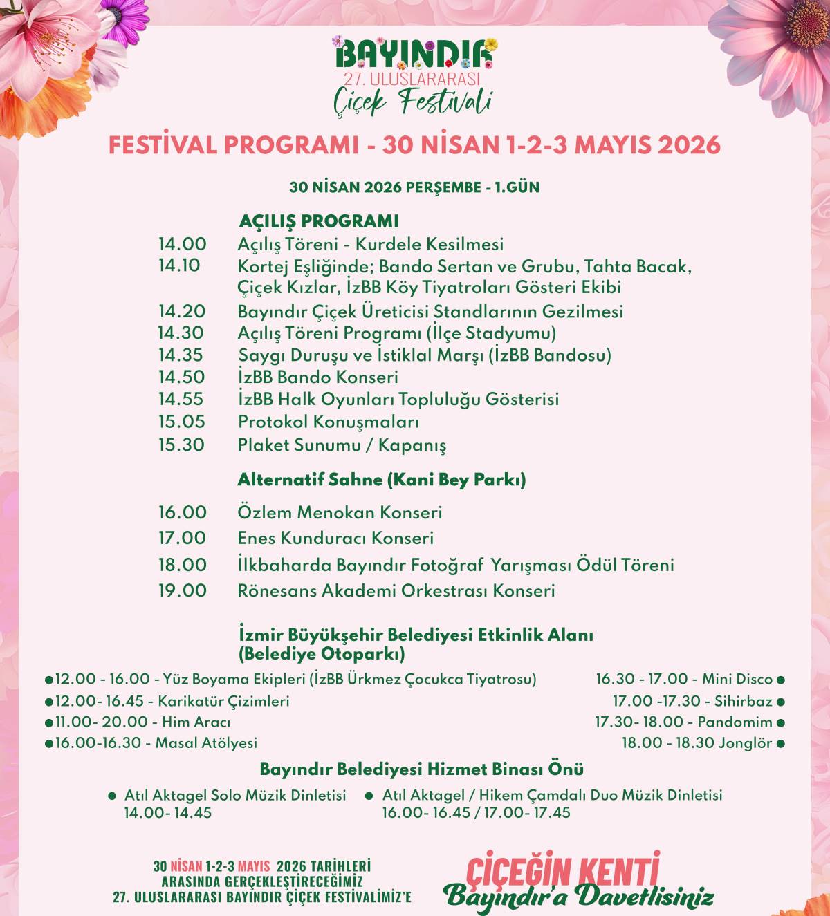 Bayındır'da 27. Uluslararası Çiçek Festivali